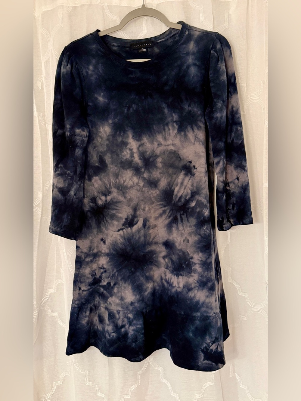 Sanctuary Blue Tie Dye Long Sleeve Sweater Swing Mini Dress XS